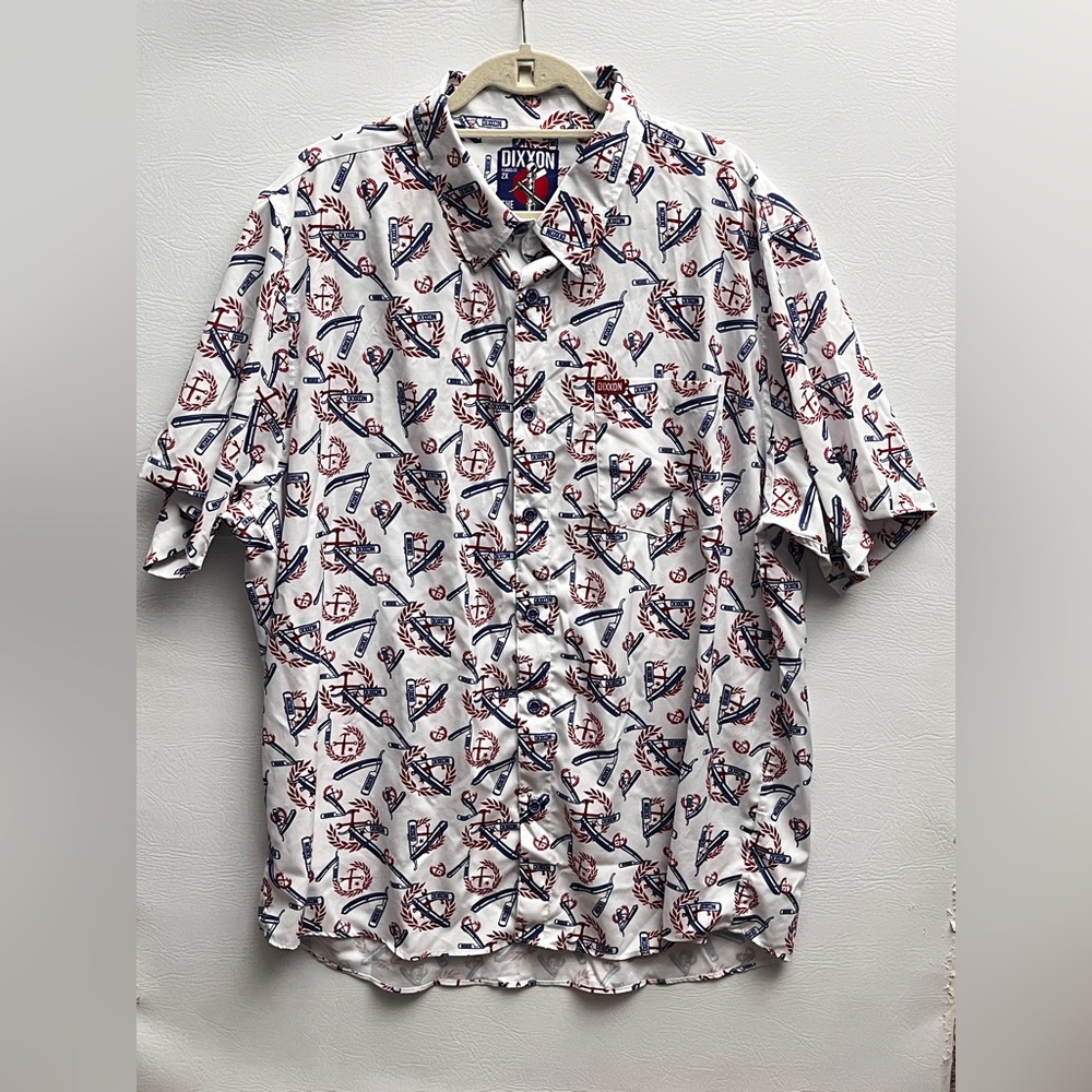 DIXXON White Red Blue High & Tight barber-themed pattern 2X